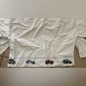 Pottery Barn Kids Crib Skirt Embroidered Car Theme 28x52x11 inches